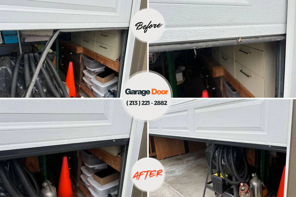 Before and after: garage door repair Montello, WI